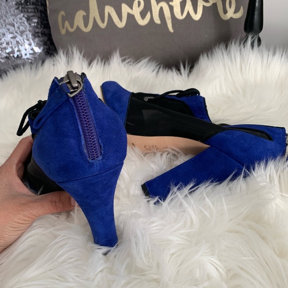 Cobalt Blue Suede Ankle Boots - Picture 4 of 6